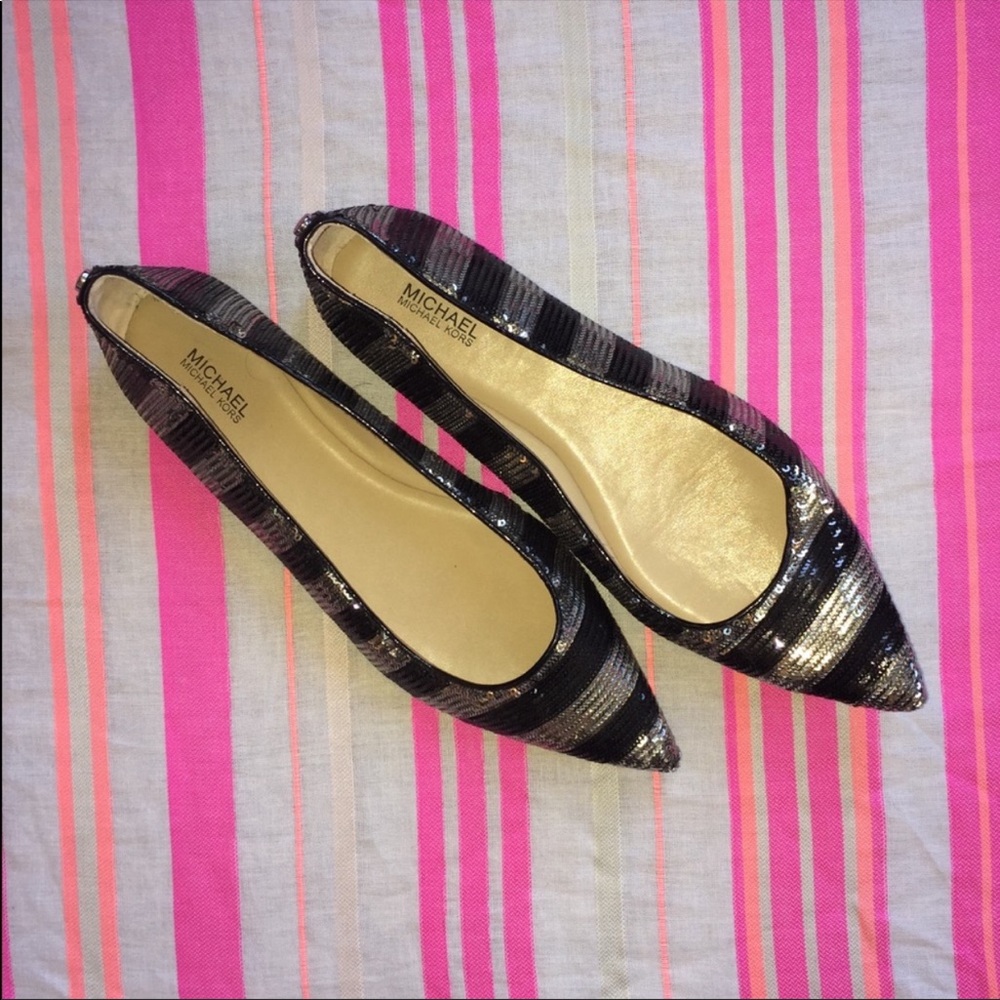 Fun Pointy Toe Sequin Flats